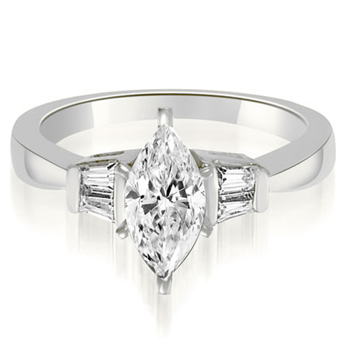 0.65 cttw Marquise- and Baguette-Cut Platinum Diamond Engagement Ring