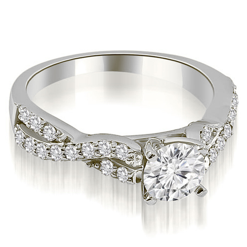 Platinum 0.75 cttw. Twisted Split Shank Round Cut Diamond Engagement Ring (I1, H-I)