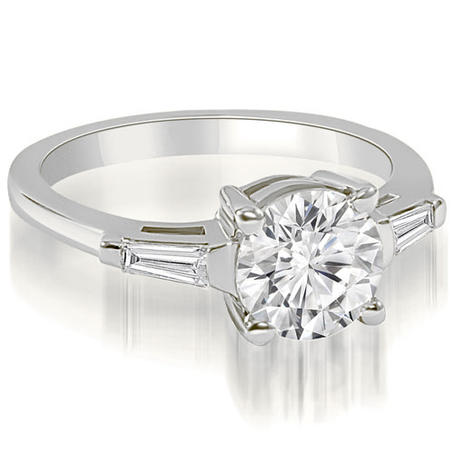 0.60 Cttw. Baguette and Round Cut Platinum Engagement Ring