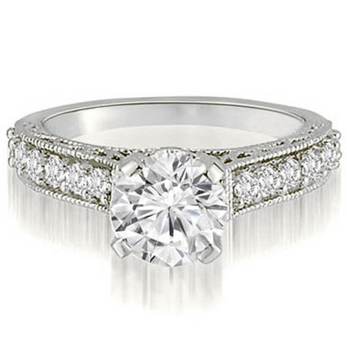 0.70 Cttw Round-Cut Platinum Antique Diamond Engagement Ring