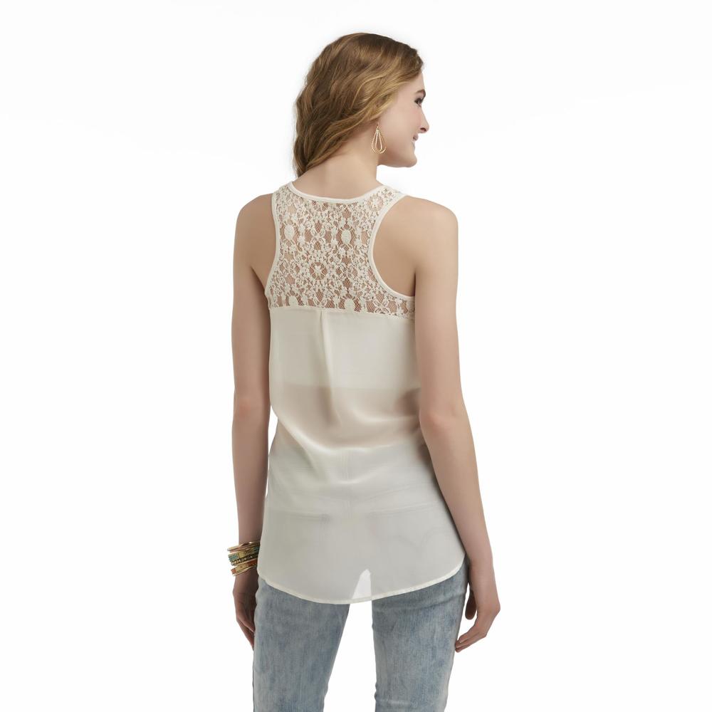 Junior's Lace-Back Tank Top
