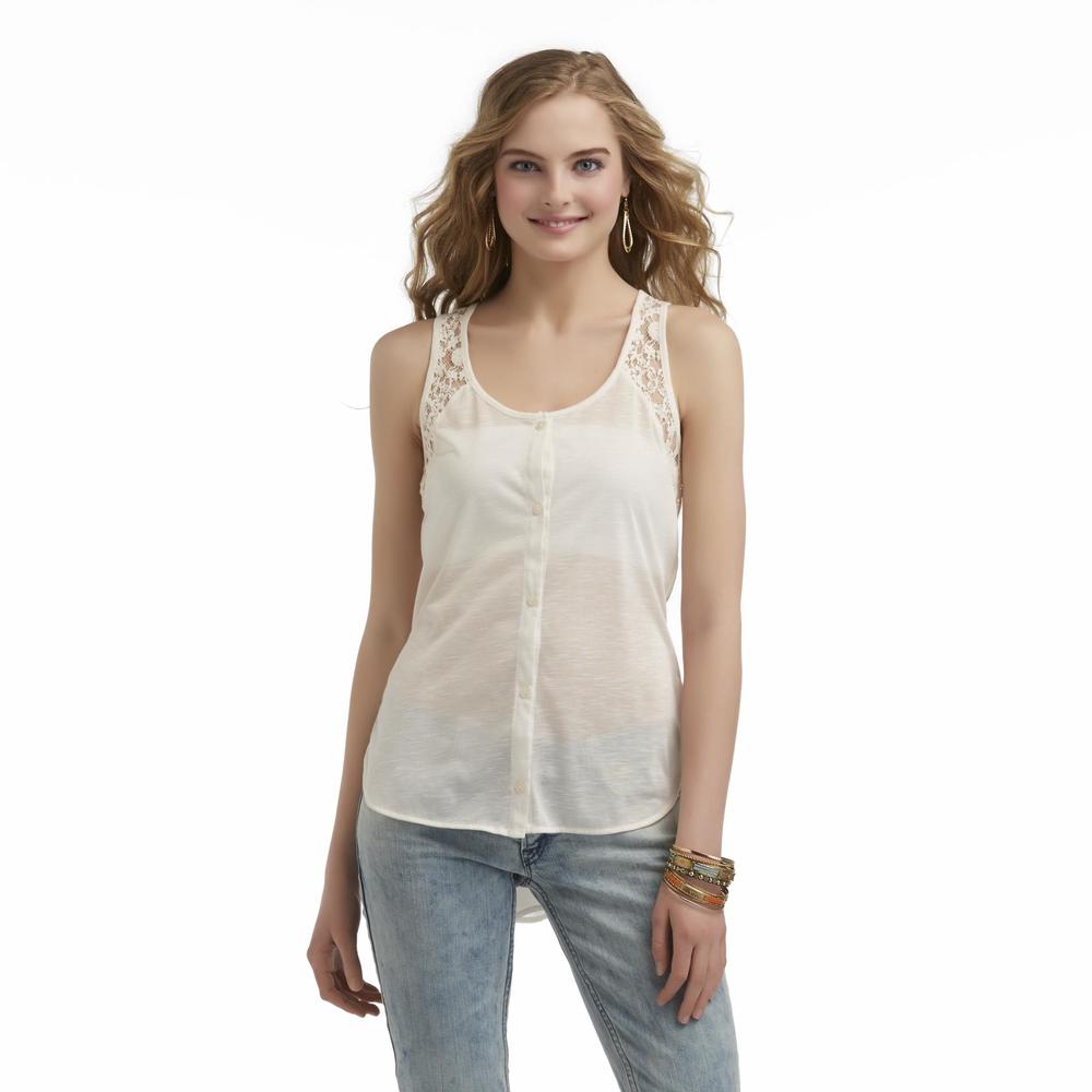 Junior's Lace-Back Tank Top