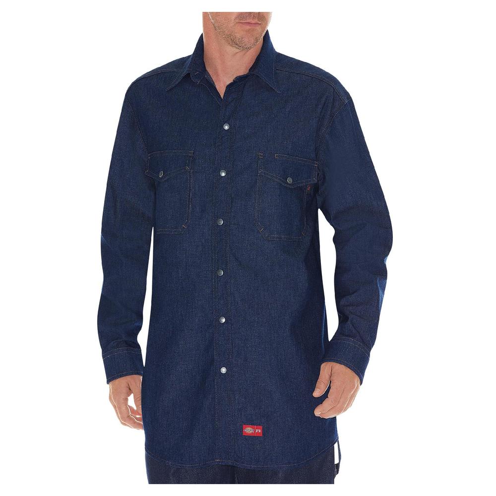 Men's Flame-Resistant Long Sleeve Denim Snap Front Shirt RL303