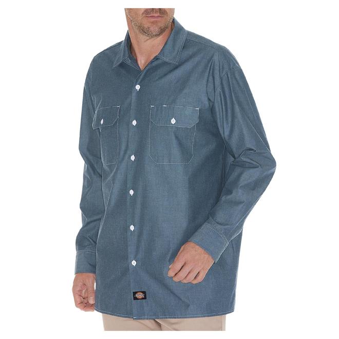 Dickies Men's Big and Tall Long Sleeve Chambray Shirt WL509 Clothing