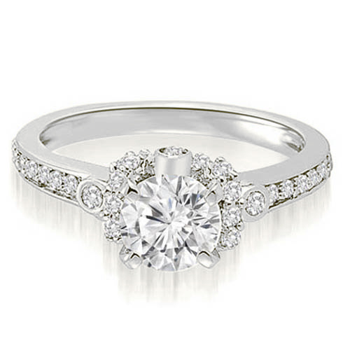 0.77 Cttw. Round Cut Platinum Diamond Engagement Ring