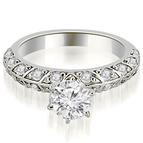 0.95 Cttw Round-Cut Platinum Diamond Engagement Ring