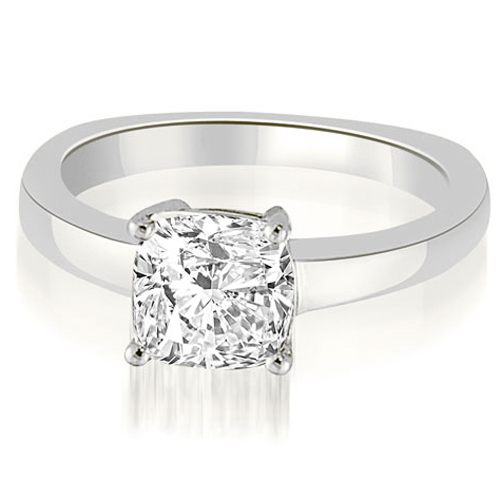Platinum 0.50 cttw. Euro Shank Cushion Solitaire Diamond Engagement Ring (I1, H-I)