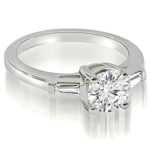 0.75 Cttw Round-Cut Platinum Baguette Three-Stone Engagement Ring