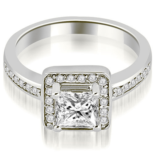 0.65 Cttw. Princess and Round Cut Platinum Diamond Engagement Ring