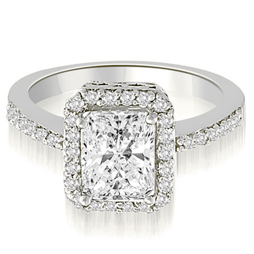 0.70 Cttw Emerald and Round-Cut Platinum Diamond Engagement Ring