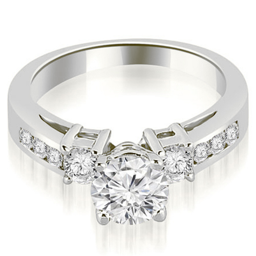 0.95 Cttw. Round Cut Platinum Diamond Engagement Ring