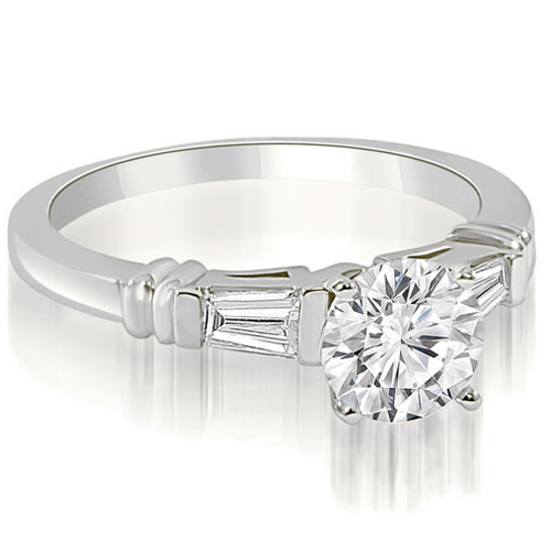 0.75 Cttw Round- and Baguette-Cut Platinum Diamond Engagement Ring