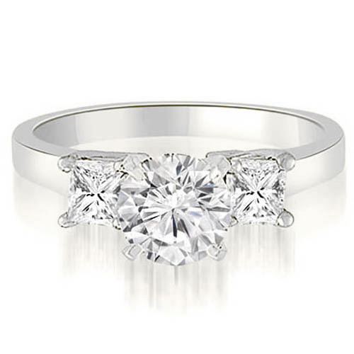 0.75 Cttw Round and Princess Cut Platinum Diamond Engagement Ring