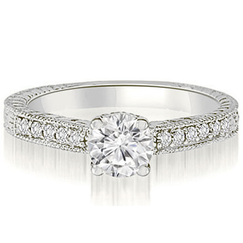 Platinum 0.60 cttw. Antique Milgrain Round Cut Diamond Engagement Ring (I1, H-I)