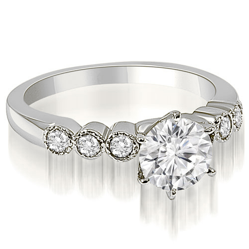 Platinum 0.70 cttw. Vintage Style Milgrain Round Diamond Engagement Ring (I1, H-I)