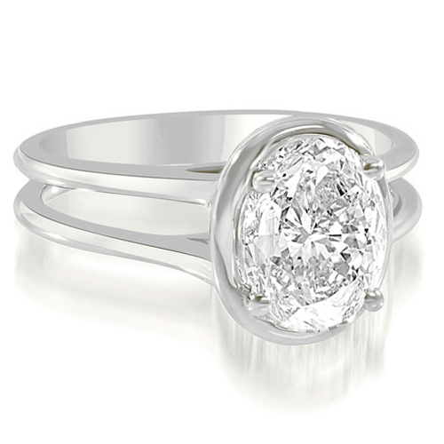 Platinum 0.50 cttw. Split Shank Halo Oval Cut Diamond Engagement Ring (I1, H-I)