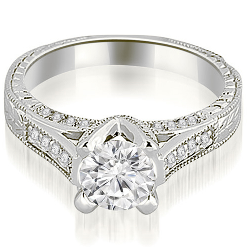 Platinum 0.80 cttw. Antique Cathedral Round Cut Diamond Engagement Ring (I1, H-I)