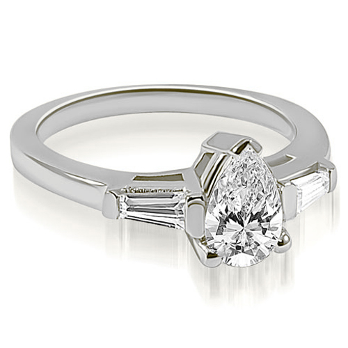 Platinum 0.75 cttw. Pear and Baguette Three Stone Diamond Engagement Ring (I1, H-I)