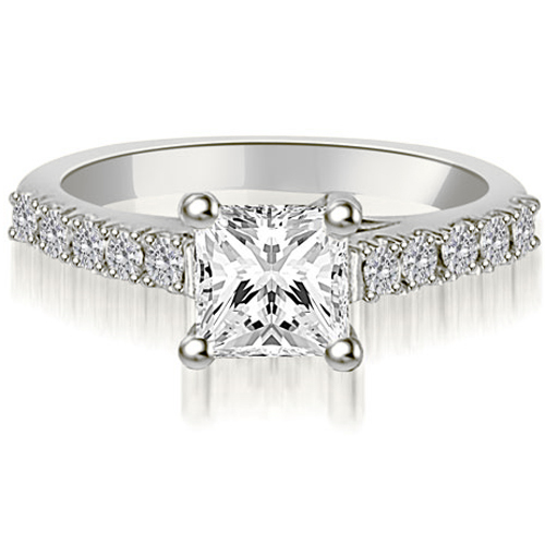 0.70 Cttw Princess and Round Cut Platinum Diamond Engagement Ring