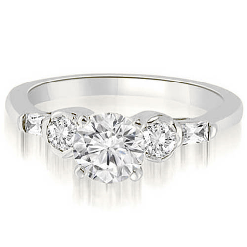 0.80 Cttw Round- and Baguette-Cut Platinum Diamond Engagement Ring