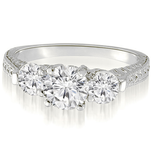 Platinum 0.85 cttw. Antique Three-Stone Round Diamond Engagement Ring (I1, H-I)
