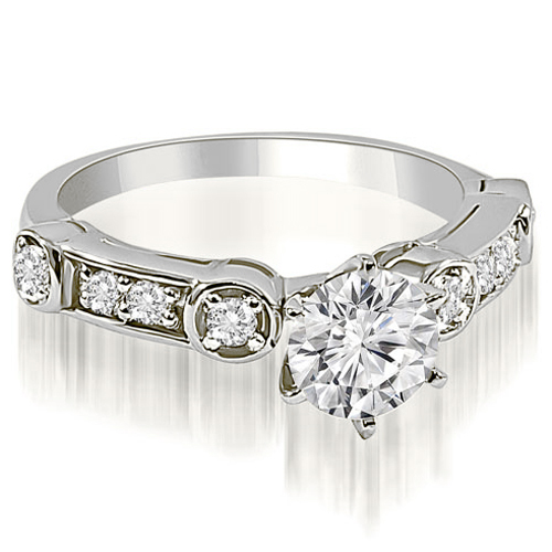 Platinum 0.70 cttw. Vintage Style Round Cut Diamond Engagement Ring (I1, H-I)