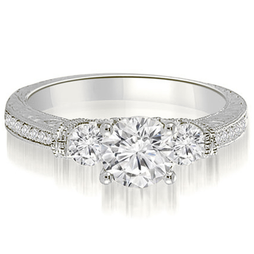 0.71 cttw Round Cut Platinum Diamond Engagement Ring