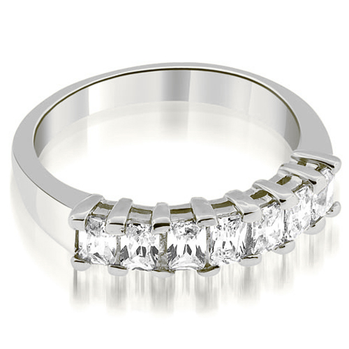 0.85 Cttw Emerald-Cut Platinum Diamond Wedding Band