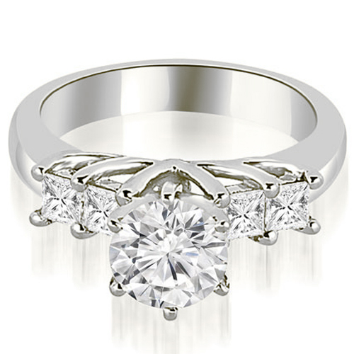 0.75 Cttw Princess and Round Cut Platinum Diamond Engagement Ring