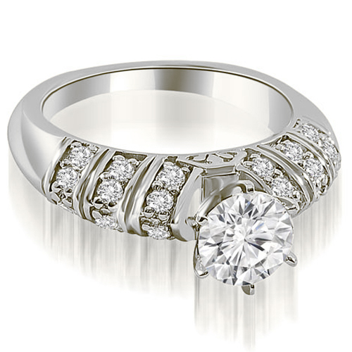 0.85 Cttw Round-Cut Platinum Antique Style Diamond Engagement Ring