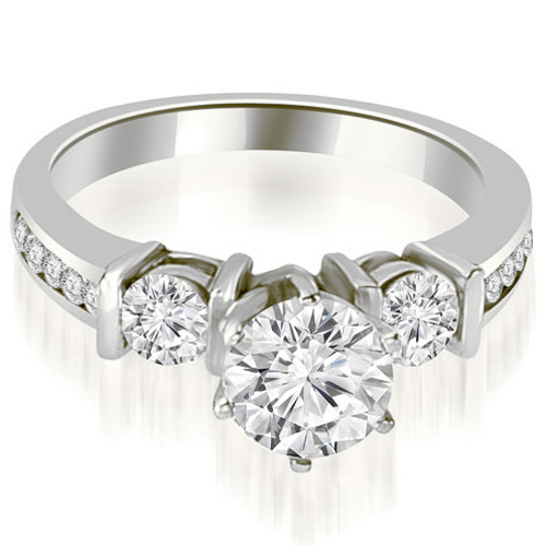 0.95 Cttw Round-Cut Platinum Diamond Engagement Ring