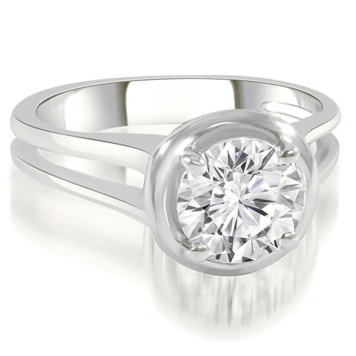 0.50 Cttw Split Shank Halo Round Platinum Diamond Engagement Ring