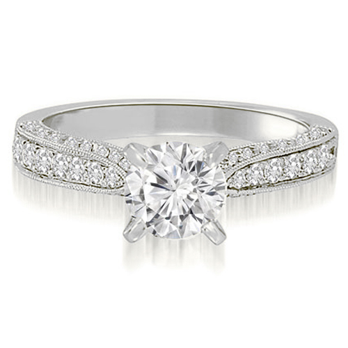 0.85 Cttw. Round Cut Platinum Diamond Engagement Ring