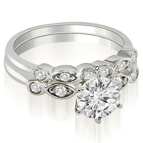 0.67 Cttw Round Cut Platinum Diamond Bridal Set