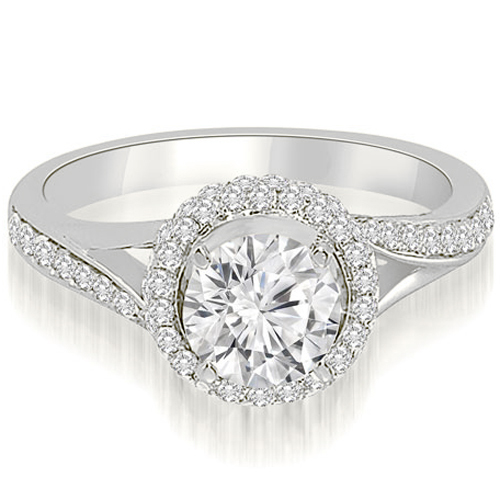 0.95 Cttw Round Cut Platinum Diamond Engagement Ring