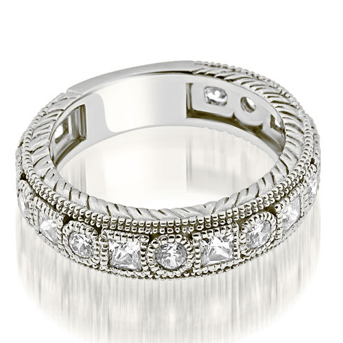 Platinum 1.00 cttw. Antique Round Princess Bezel Diamond Eternity Ring (I1, H-I)