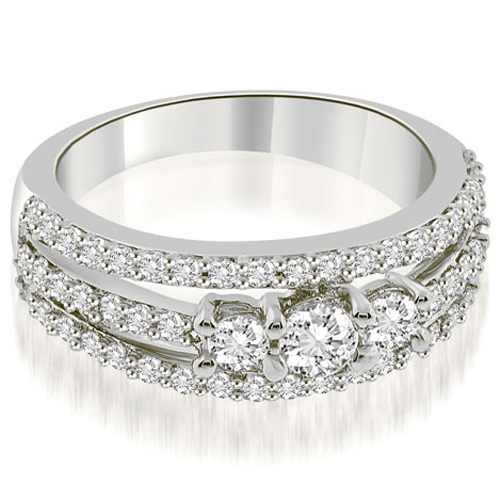 Platinum 0.84 cttw. Three-Stone Split Shank Diamond Wedding Ring (I1, H-I)
