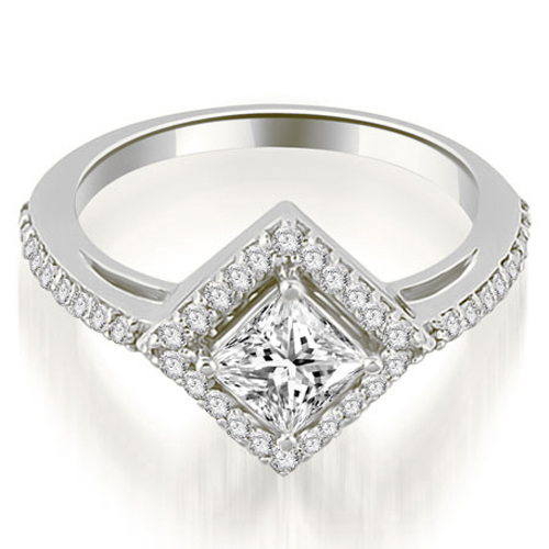 Platinum 0.90 cttw. Halo Princess Cut Diamond Engagement Ring (I1, H-I)
