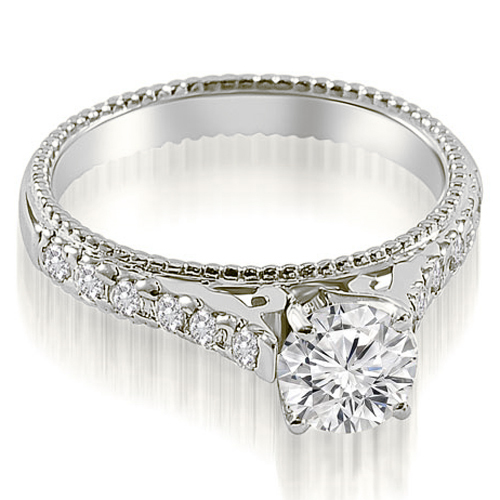 0.90 Cttw Round Cut Platinum Diamond Engagement Ring