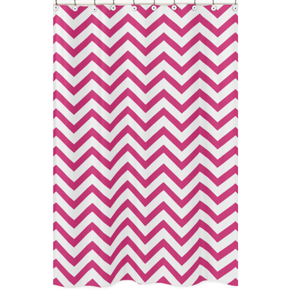 Sweet Jojo Designs Hot Pink and White Chevron Collection Shower Curtain