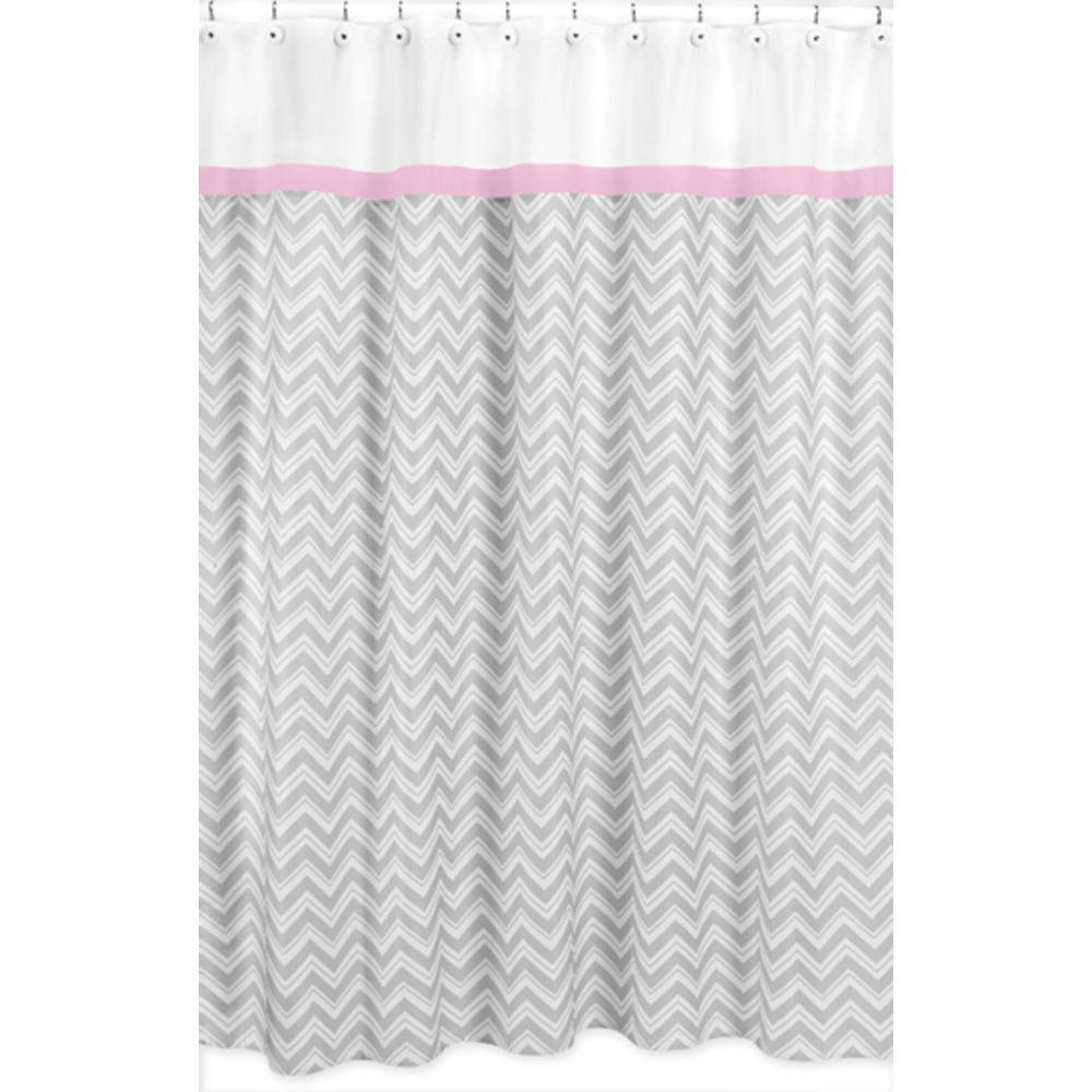 Sweet Jojo Designs Gray and Pink Zig Zag Collection Shower Curtain