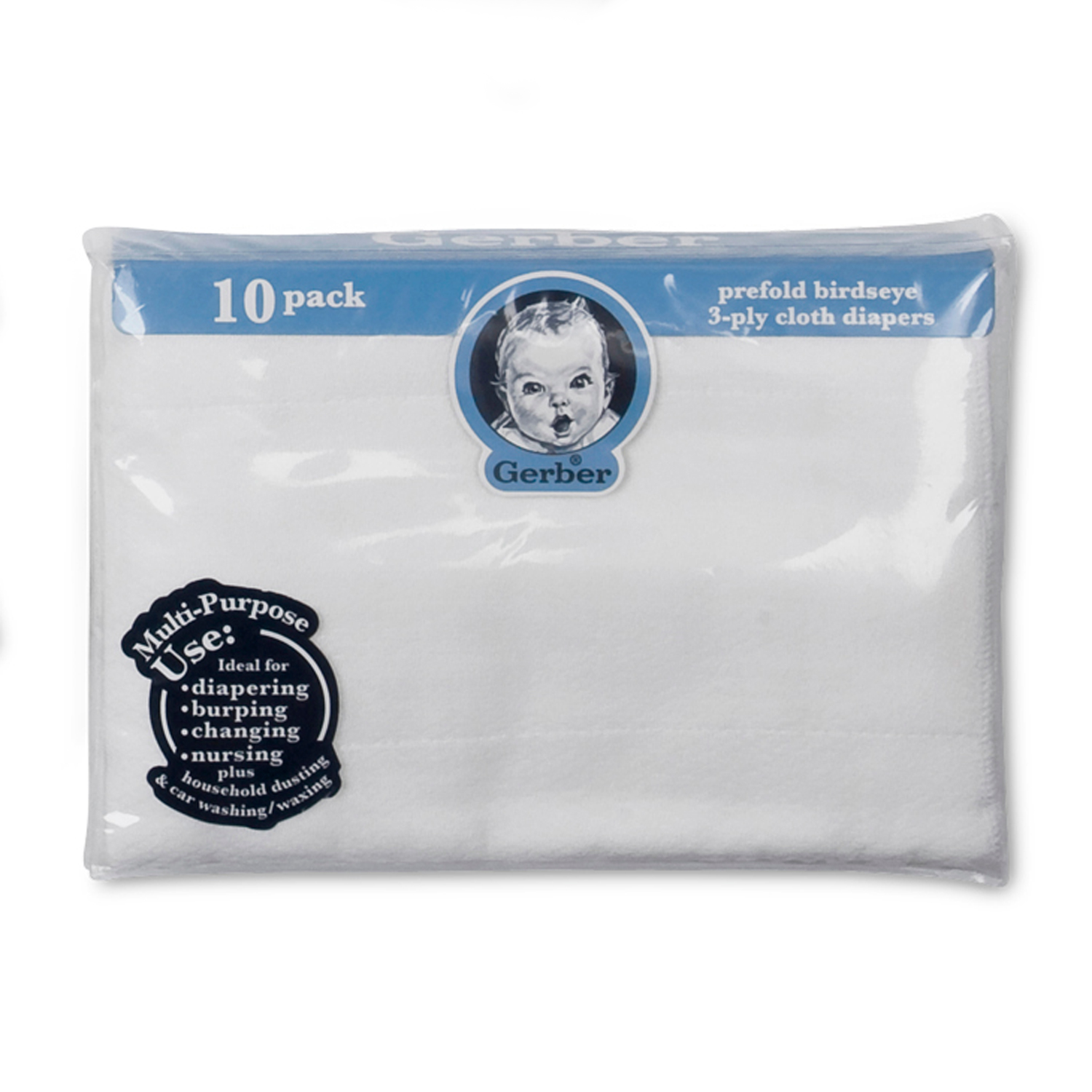 UPC 047213581810 product image for Gerber Diaper Birdseye 10 Pack 3 Ply Prefold - White | upcitemdb.com