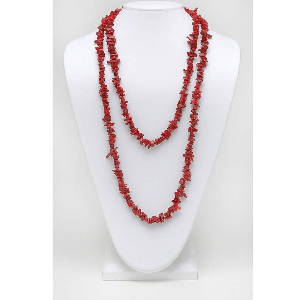Nugget-Cut Red Coral Strand Necklace 54"