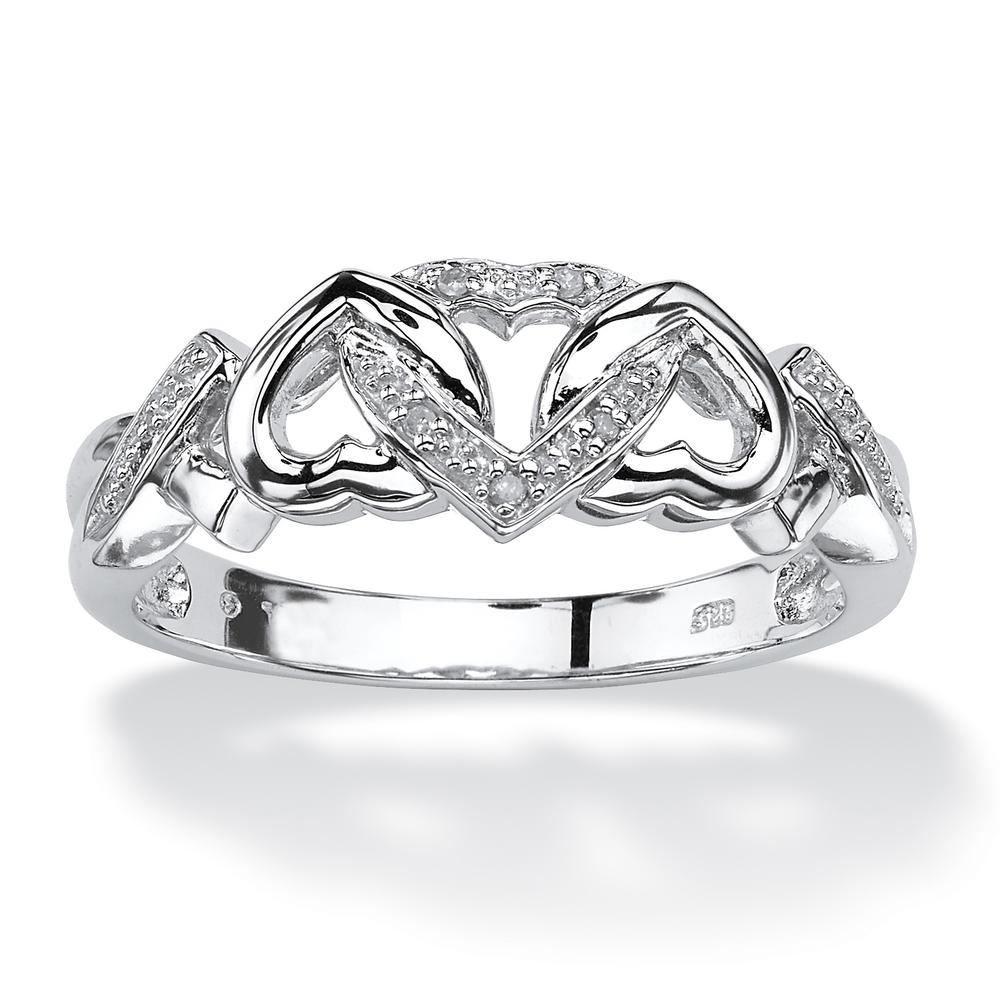 Diamond Accent Interlocking Hearts Ring in Platinum over Sterling Silver