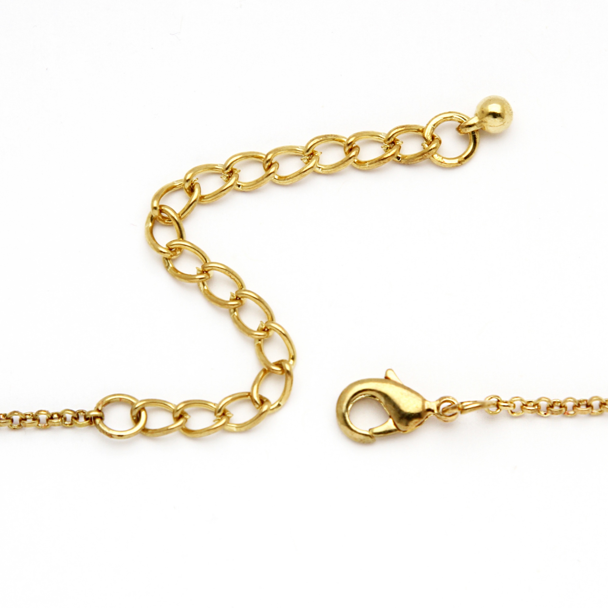 Round Multi-Color Crystal Yellow Gold Tone "Confetti" Globe Drop Pendant and Necklace Chain 22"
