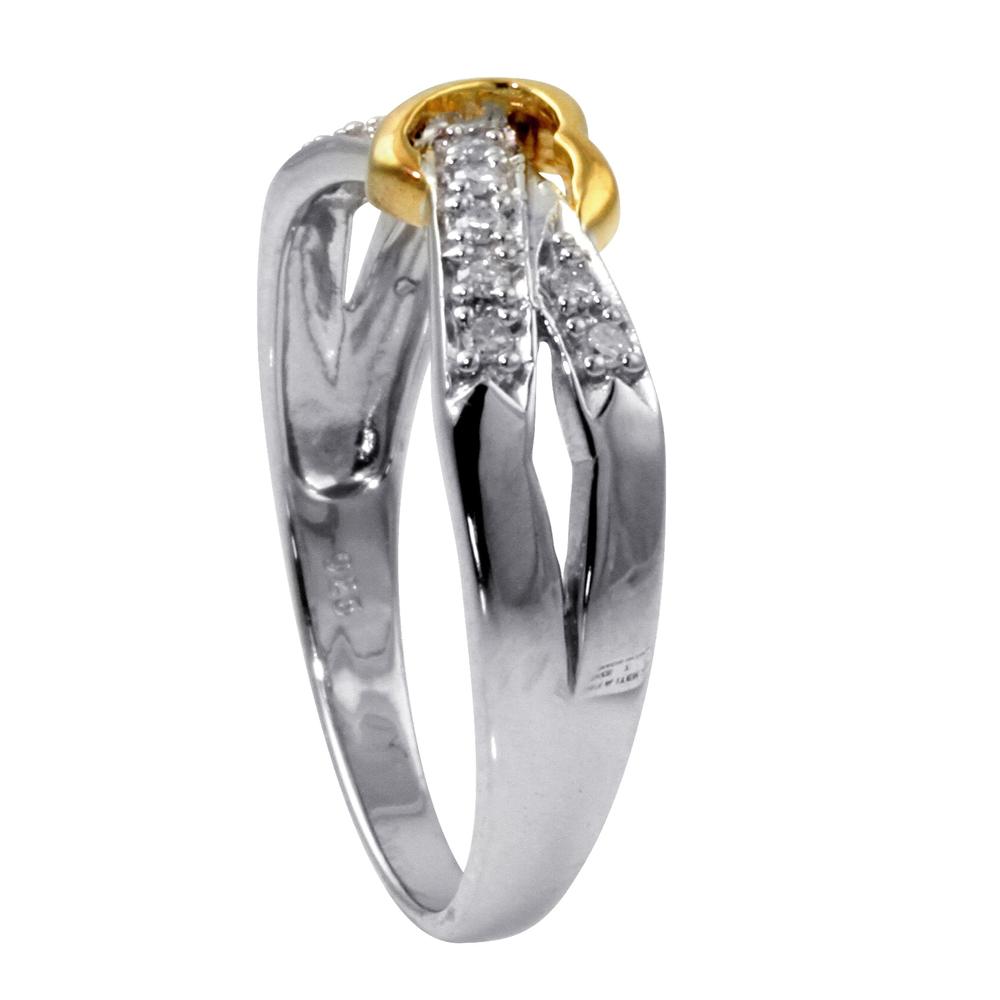 Diamond Accent Platinum over Sterling Silver Crisscross Heart Ring