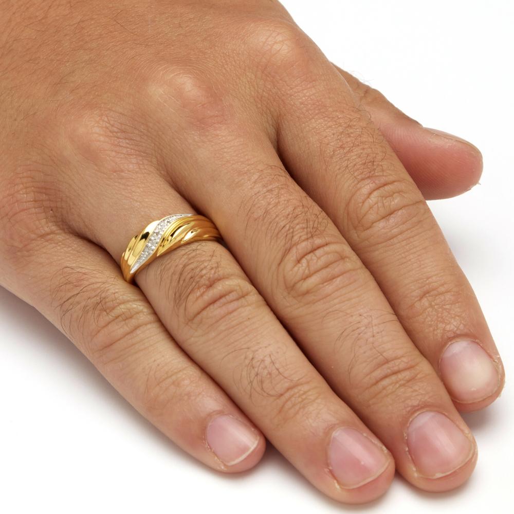 Men's Diamond Accent Ring in 18k Gold over Sterling Silver