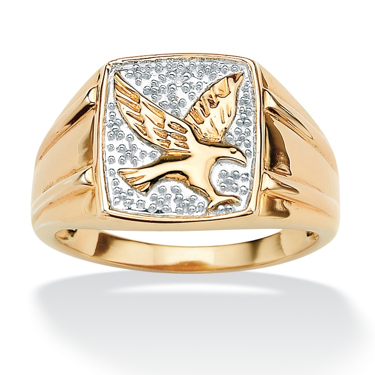 Men's Round Diamond 18k Gold over Sterling Silver Eagle Ring