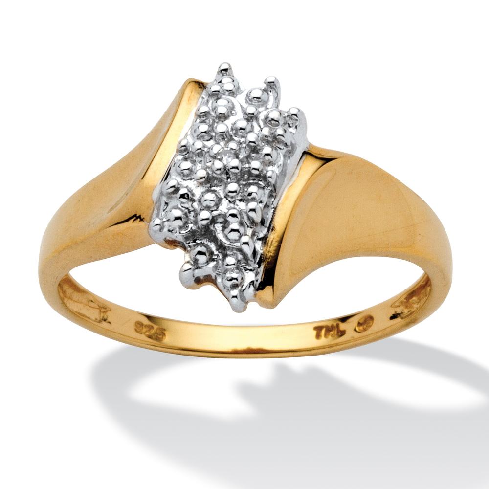 Round Pave Diamond Accent 18k Gold over Sterling Silver Cluster Ring