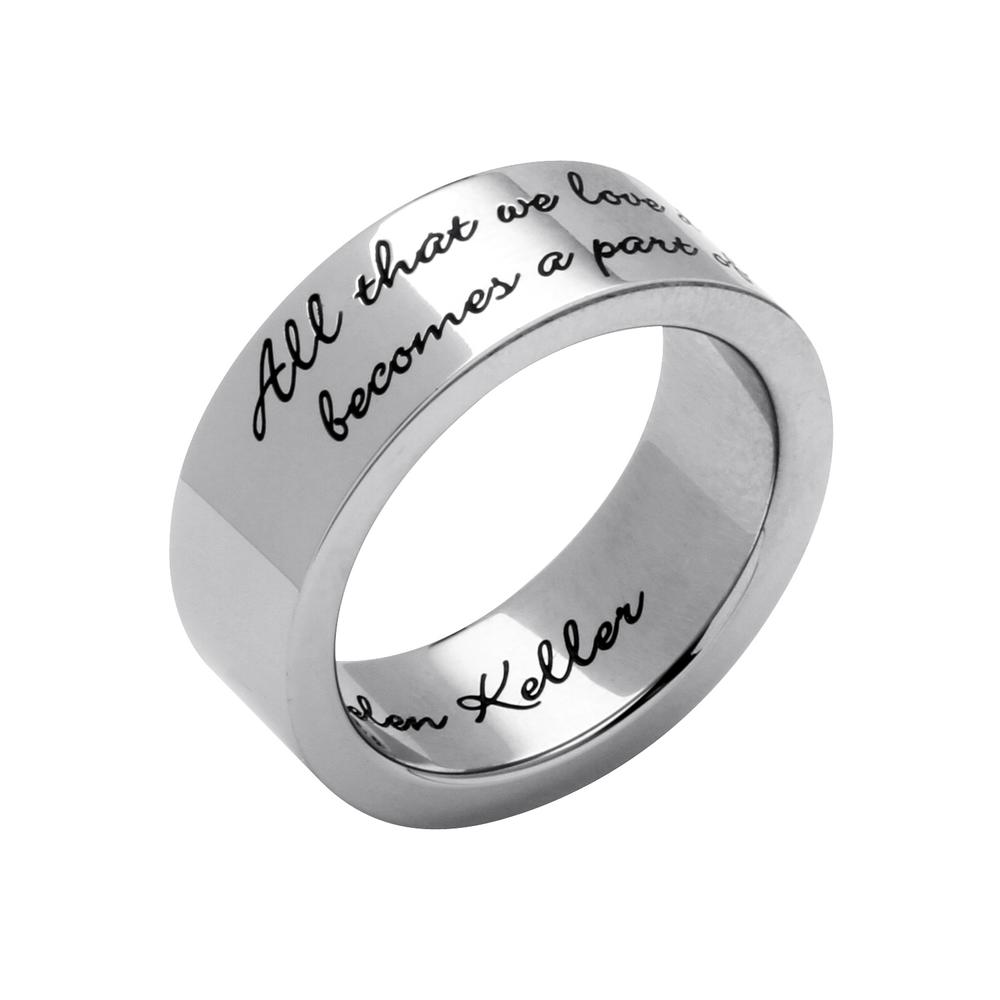 PalmBeach Jewelry Stainless Steel Enamel-Finish Inspirational Helen Keller Message Band Ring